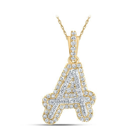 10kt Yellow Gold Men's Round Diamond A Initial Letter Pendant - 1/5 Cttw - Splendid Jewellery
