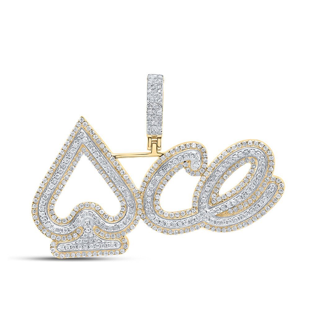 10kt Yellow Gold Men's Round Diamond Ace Spades Charm Pendant - 1 - 3/4 Cttw | Splendid Jewellery - Splendid Jewellery