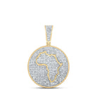 10kt Yellow Gold Men's Round Diamond Africa Circle Charm Pendant - 1 - 1/3 Cttw - Splendid Jewellery