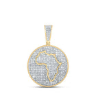 10kt Yellow Gold Men's Round Diamond Africa Circle Charm Pendant - 1 - 1/3 Cttw - Splendid Jewellery
