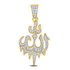 10kt Yellow Gold Men's Round Diamond Allah Arabic Script Charm Pendant - Captivating Elegance  Top View from Splendid Jewellery