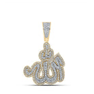 10kt Yellow Gold Men's Round Diamond Allah Islam Charm Pendant - 1 - 1/2 Cttw - Splendid Jewellery