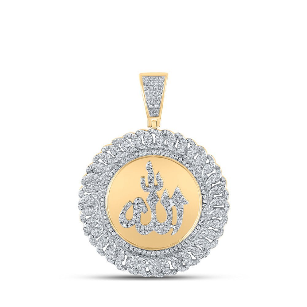10kt Yellow Gold Men's Round Diamond Allah Islam Charm Pendant 1 - 1/3 Cttw | Splendid Jewellery - Splendid Jewellery