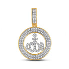 10kt Yellow Gold Men's Round Diamond Allah Islam Charm Pendant - 1/2 Cttw - Splendid Jewellery