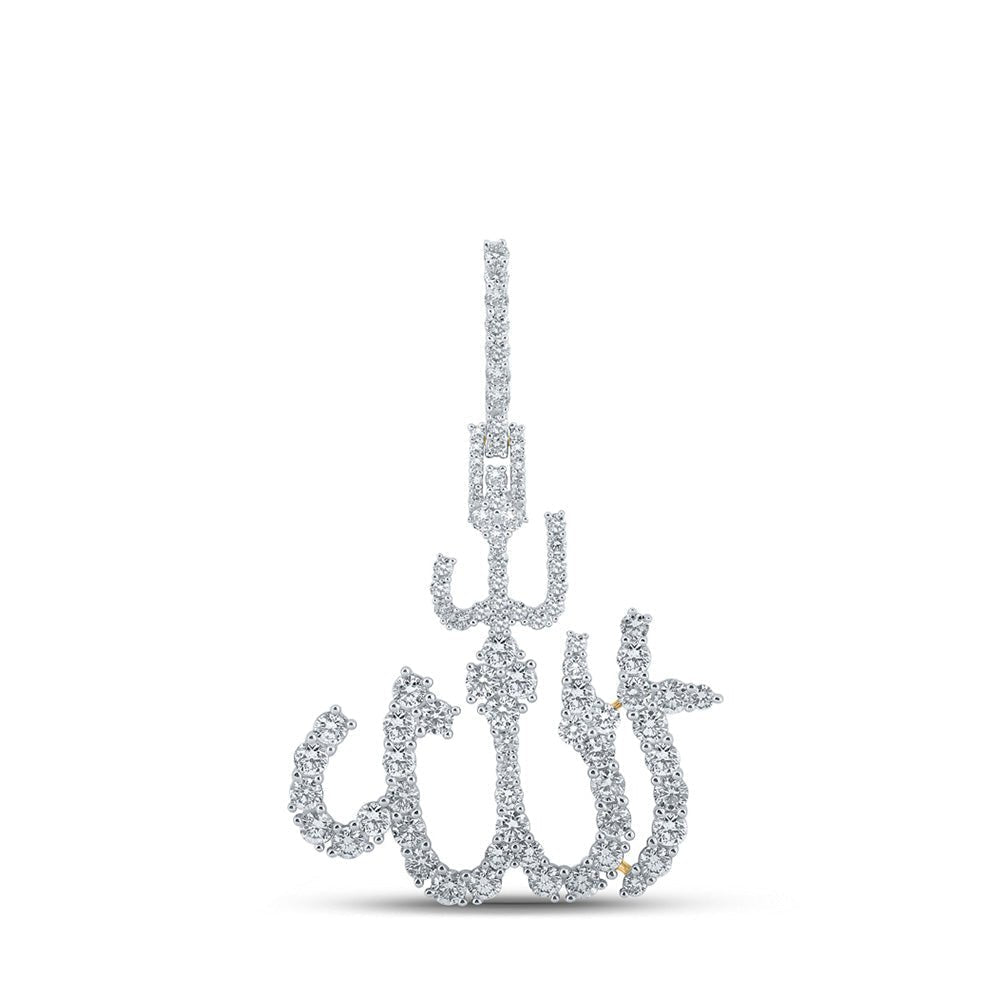 10kt Yellow Gold Men's Round Diamond Allah Islam Charm Pendant - 2 Cttw | Splendid Jewellery - Splendid Jewellery