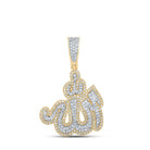 10kt Yellow Gold Men's Round Diamond Allah Islam Charm Pendant 3/4 Cttw - Splendid Jewellery