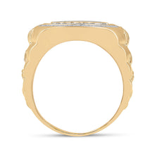Load image into Gallery viewer, 10kt Yellow Gold Men's Round Diamond Allah Islam Circle Ring 3/4 Cttw - A Majestic Symbol of Faith and Elegance - Splendid Jewellery