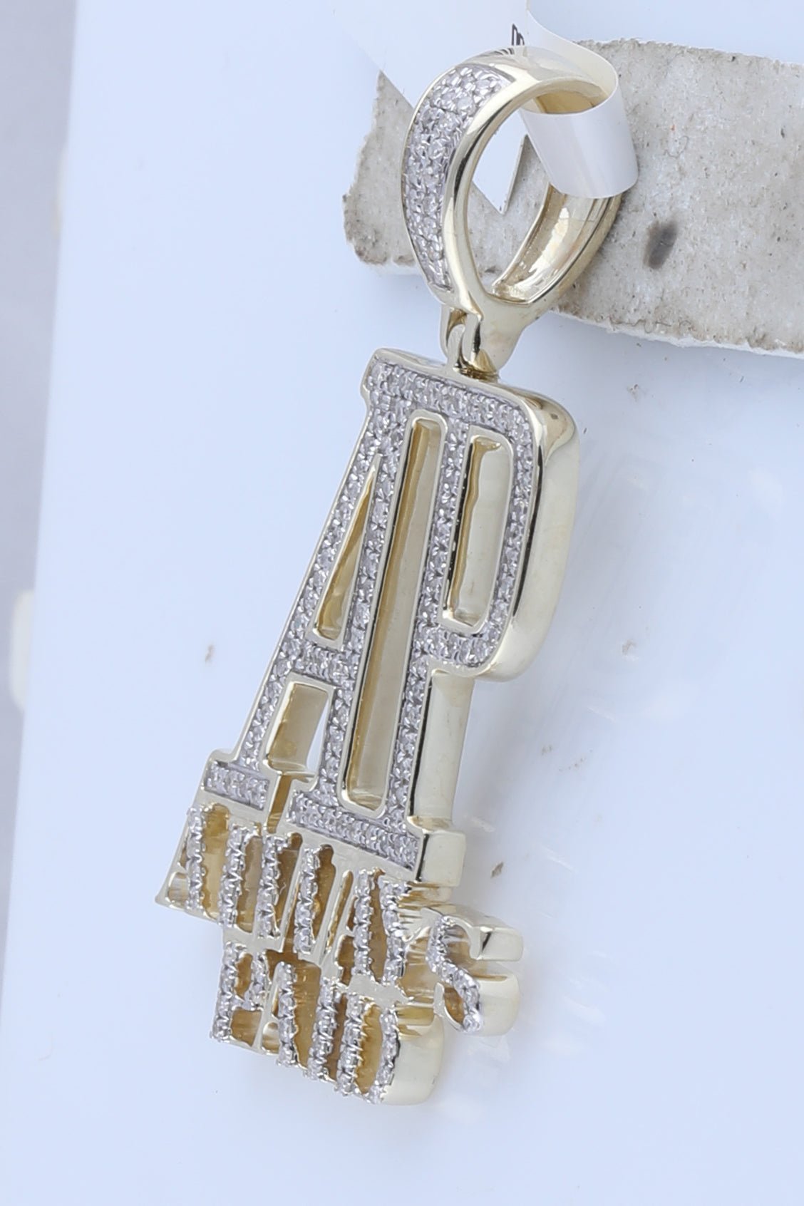 10kt Yellow Gold Men's Round Diamond Always Paid Charm Pendant 1/2 Cttw - Splendid Jewellery