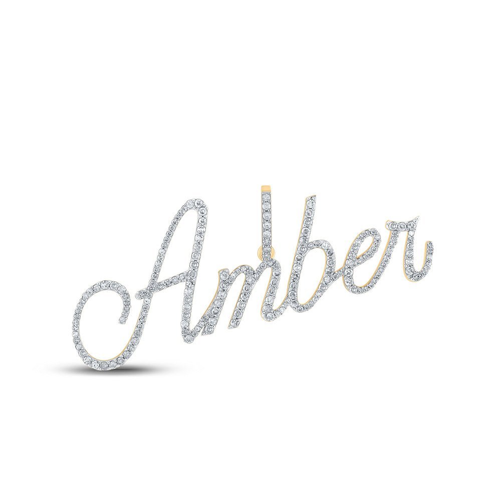 10kt Yellow Gold Men's Round Diamond Amber Charm Pendant - 7/8 Cttw | Splendid Jewellery - Splendid Jewellery