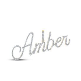 10kt Yellow Gold Men's Round Diamond Amber Charm Pendant - 7/8 Cttw | Splendid Jewellery - Splendid Jewellery