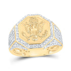 10kt Yellow Gold Mens Round Diamond American Eagle Presidential Band Ring 1 Cttw | Majestic Men's Jewelry - Splendid Jewellery