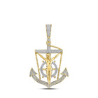 10kt Yellow Gold Men's Round Diamond Anchor Jesus Cross Pendant - 1/2 Cttw | Splendid Jewellery - Splendid Jewellery