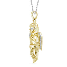 Load image into Gallery viewer, 10kt Yellow Gold Men&#39;s Round Diamond Angel Charm Pendant 1/20 Cttw - A Heavenly Delight - Alternate view 2 from Splendid Jewellery