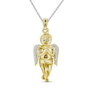 10kt Yellow Gold Men's Round Diamond Angel Charm Pendant 1/20 Cttw - A Heavenly Delight - Splendid Jewellery