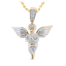 Load image into Gallery viewer, 10kt Yellow Gold Men's Round Diamond Angel Charm Pendant - 3/4 Cttw - Splendid Jewellery - Splendid Jewellery