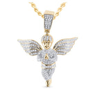 10kt Yellow Gold Men's Round Diamond Angel Charm Pendant - 3/4 Cttw - Splendid Jewellery - Splendid Jewellery