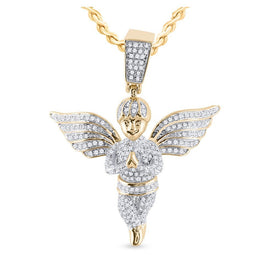 10kt Yellow Gold Men's Round Diamond Angel Charm Pendant - 3/4 Cttw - Splendid Jewellery - Splendid Jewellery