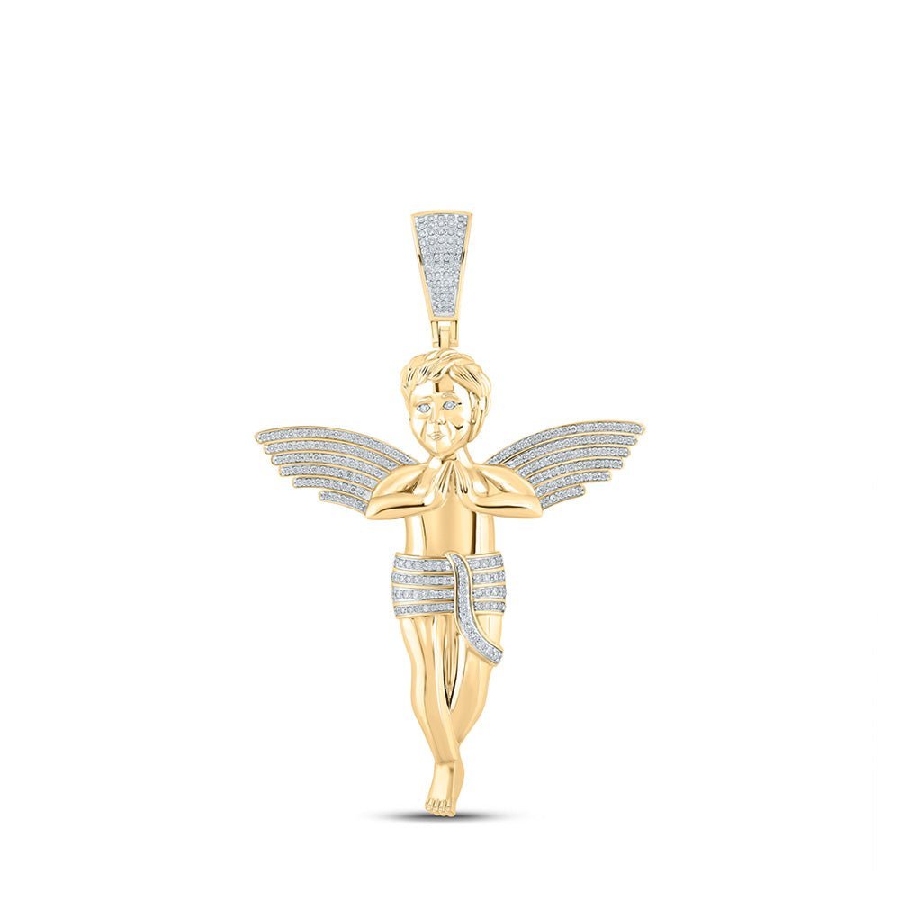 10kt Yellow Gold Men's Round Diamond Angel Charm Pendant - 4 - 1/4 Cttw - Splendid Jewellery - Splendid Jewellery