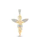 10kt Yellow Gold Men's Round Diamond Angel Charm Pendant - 4 - 1/4 Cttw - Splendid Jewellery - Splendid Jewellery