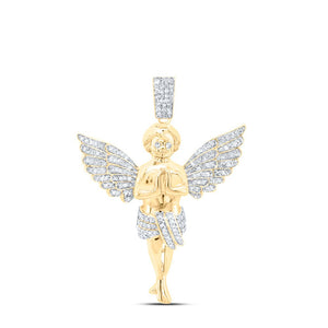 10kt Yellow Gold Men's Round Diamond Angel Charm Pendant - Captivating Heavenly Delight - Splendid Jewellery