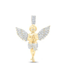 10kt Yellow Gold Men's Round Diamond Angel Charm Pendant - Captivating Heavenly Delight - Splendid Jewellery