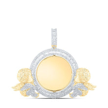 Load image into Gallery viewer, 10kt Yellow Gold Men's Round Diamond Angel Memory Circle Charm Pendant - 5 - 3/4 Cttw - Splendid Jewellery