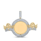 10kt Yellow Gold Men's Round Diamond Angel Memory Circle Charm Pendant - 5 - 7/8 Cttw - Splendid Jewellery