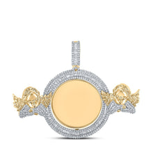 Load image into Gallery viewer, 10kt Yellow Gold Men's Round Diamond Angel Memory Circle Charm Pendant - 5 - 7/8 Cttw - Splendid Jewellery