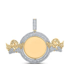 10kt Yellow Gold Men's Round Diamond Angel Memory Circle Charm Pendant - 5 - 7/8 Cttw - Splendid Jewellery