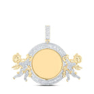 10kt Yellow Gold Mens Round Diamond Angel Memory Circle Charm Pendant 6 Cttw - Splendid Jewellery
