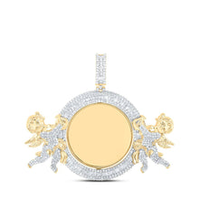Load image into Gallery viewer, 10kt Yellow Gold Mens Round Diamond Angel Memory Circle Charm Pendant 6 Cttw - Splendid Jewellery