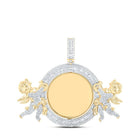 10kt Yellow Gold Mens Round Diamond Angel Memory Circle Charm Pendant 6 Cttw - Splendid Jewellery