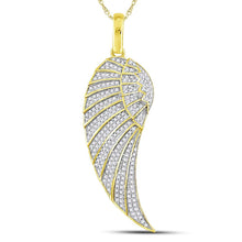 Load image into Gallery viewer, 10kt Yellow Gold Men's Round Diamond Angel Wing Charm Pendant - 5/8 Cttw | Splendid Jewellery Top view from the 10Kt Yellow Gold Mens Round Diamond Angel Wing Charm Pendant 5 8 Cttwpin224191 collection by Splendid Jewellery