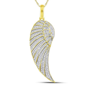 10kt Yellow Gold Men's Round Diamond Angel Wing Charm Pendant - 5/8 Cttw | Splendid Jewellery - Splendid Jewellery