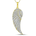10kt Yellow Gold Men's Round Diamond Angel Wing Charm Pendant - 5/8 Cttw | Splendid Jewellery Side view from the 10Kt Yellow Gold Mens Round Diamond Angel Wing Charm Pendant 5 8 Cttwpin224191 collection by Splendid Jewellery