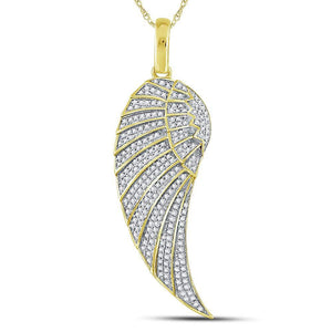 10kt Yellow Gold Men's Round Diamond Angel Wing Charm Pendant - 5/8 Cttw | Splendid Jewellery - Splendid Jewellery