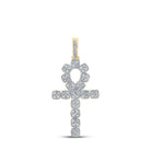 10kt Yellow Gold Men's Round Diamond Ankh Cross Charm Pendant - 1 - 1/4 Cttw | Splendid Jewellery - Splendid Jewellery
