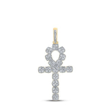 Load image into Gallery viewer, 10kt Yellow Gold Men's Round Diamond Ankh Cross Charm Pendant - 1 - 1/4 Cttw | Splendid Jewellery - Splendid Jewellery