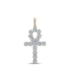 10kt Yellow Gold Men's Round Diamond Ankh Cross Charm Pendant - 1 - 1/4 Cttw | Splendid Jewellery - Splendid Jewellery