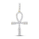 10kt Yellow Gold Men's Round Diamond Ankh Cross Charm Pendant - 1 Cttw | Splendid Jewellery - Splendid Jewellery
