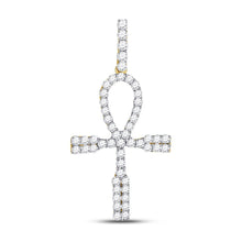 Load image into Gallery viewer, 10kt Yellow Gold Men's Round Diamond Ankh Cross Charm Pendant - 1 Cttw | Splendid Jewellery - Splendid Jewellery