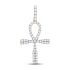 10kt Yellow Gold Men's Round Diamond Ankh Cross Charm Pendant - 1 Cttw | Splendid Jewellery - Splendid Jewellery