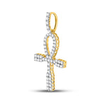 10kt Yellow Gold Men's Round Diamond Ankh Cross Charm Pendant - 1 Cttw | Splendid Jewellery - Splendid Jewellery