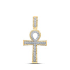 10kt Yellow Gold Men's Round Diamond Ankh Cross Charm Pendant - 1 Cttw | Splendid Jewellery - Splendid Jewellery