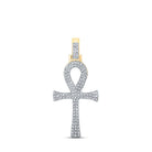 10kt Yellow Gold Men's Round Diamond Ankh Cross Charm Pendant - 1/3 Cttw | Splendid Jewellery - Splendid Jewellery