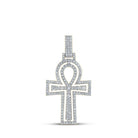 10kt Yellow Gold Men's Round Diamond Ankh Cross Charm Pendant - 2 Cttw | Splendid Jewellery - Splendid Jewellery