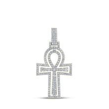 Load image into Gallery viewer, 10kt Yellow Gold Men's Round Diamond Ankh Cross Charm Pendant - 2 Cttw | Splendid Jewellery - Splendid Jewellery
