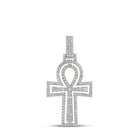 10kt Yellow Gold Men's Round Diamond Ankh Cross Charm Pendant - 2 Cttw | Splendid Jewellery - Splendid Jewellery