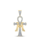 10kt Yellow Gold Men's Round Diamond Ankh Cross Charm Pendant - 3/4 Cttw | Dazzling Diamond Delight - Splendid Jewellery