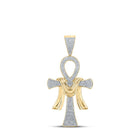 10kt Yellow Gold Men's Round Diamond Ankh Cross Charm Pendant - 3/4 Cttw | Dazzling Diamond Delight - Splendid Jewellery